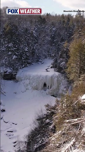 Views Of The Frozen Blackwater Falls In West Virginia Show Off Intense Freezing Temperatures