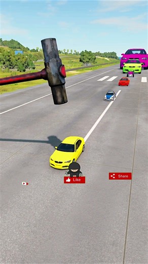 Colorful Small to Giant Cars vs Hammer #21 - BeamNG.drive #shorts