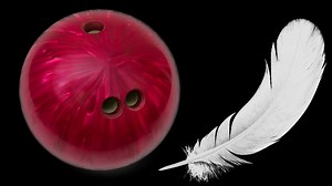 Bowling ball and feathers dropped at same time in giant vacuum chamber