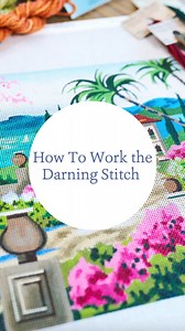 Hi there! This darning stitch pattern is a true gem that belongs in every needlepointer’s repertoire. So, grab your cup of tea (or coffee! ☕️) and settle into your favorite stitching spot and stitch along with me. ☕️ And speaking of stitches… I’m super excited for our BRAND NEW Stitch Challenge, kicking off on January 1, 2024! Each day, for 24 days, you’ll receive an email with a new stitch (and the diagram!) PLUS different ways you can use that stitch on your needlepoint canvases. It’s going to