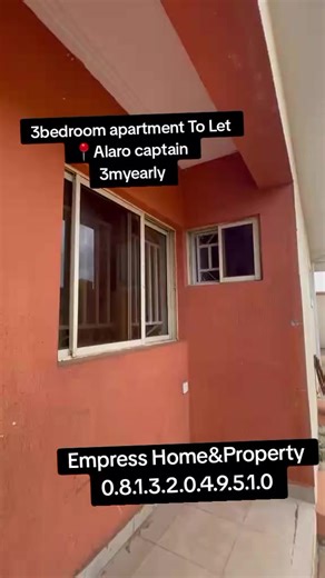 Letting A very sweet and loving 3 bedroom apartment with lovely amenities in a serene and secure neighborhood just 3 to 4 houses to the tarred road good for a decent family with good jobs at Alaro Captain road Ekoro Price : 3m annual #realestateagent #agentinmeiran #foryoupage #househuntinginlagos