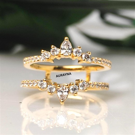 1/2 Ct Diamond Crown Ring Enhancer for Engagement Ring Curved Wedding Band Guard 18K Gold Vermeil Tiara Ring Jacket Anniversary Gift for Her - Etsy Canada