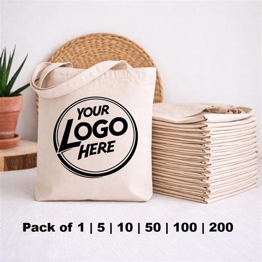 Custom Logo Tote Bag - Personalized Bulk Tote Bag - Bulk Tote Bag With Logo - Etsy