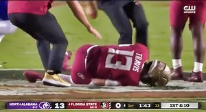 BREAKING: Florida State Star QB Jordan Travis Rushed To Hospital After Suffering Gruesome Leg Injury vs. North Alabama (VIDEO)