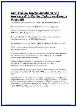 Ccht Review Davita Questions And Answers With Verified Solutions Already Passed 636x882