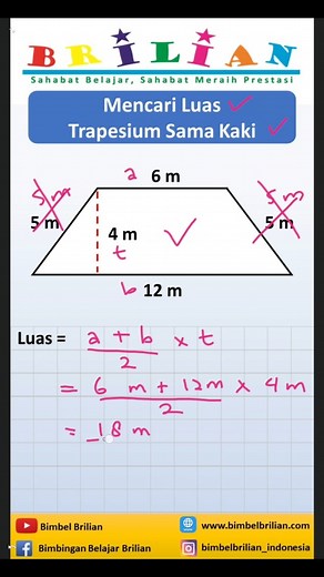 Rumus Cara Mencari Luas Trapesium Sama Kaki | Bimbingan Belajar Brilian