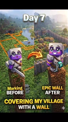 I Built a HUGE Wall to Protect My Village! 😱 | Minecraft Survival Day 8