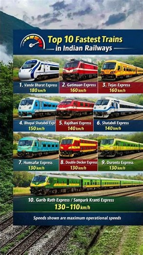 Top 10 Fastest Trains in India 🚂🚃🇮🇳