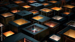 An array of empty boxes that represent the uncertainty principle, emphasizing that in quantum mechanics, we can only know the position or momentum of a particle, but never both simultaneously.