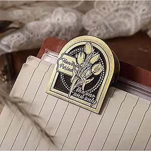 Travelers Notebook Clips Brass Color Alike, Traveler's Journal Accessories, Vintage Binder Book Page Holder, Journal Antique Lovely Gifts for Friends or Classmates (Tulip)