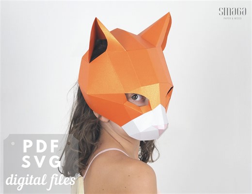 3D Papercraft Cat Mask: Printable Costume Template (SVG, PDF) - Etsy