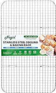 Nagid 100% Stainless Steel Rack - Fits Standard 21” x 13” Disposable Aluminum Pan – Size 18” x 10.5” x 1.5” - Great for Steaming - Cooling – Baking – Roasting - Grilling