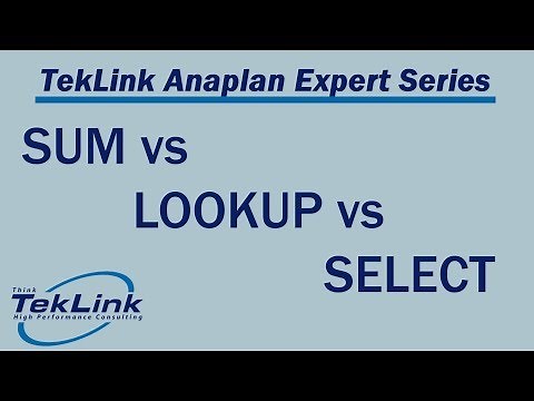 Sum vs Lookup vs Select Functions in Anaplan