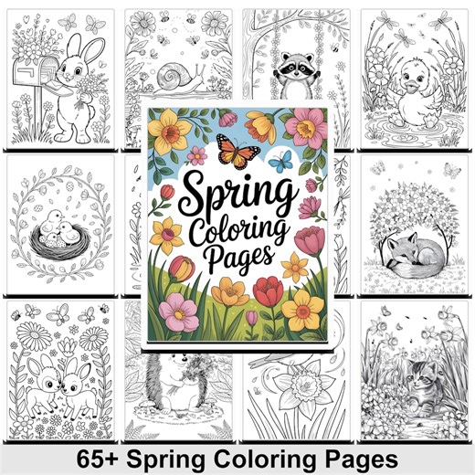 65+ Spring Coloring Pages Printable | Kids & Adult Coloring Book PDF | Easy Flowers Animals Easter Coloring Sheets for Relaxation - Etsy Norway