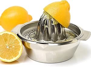 Vanleonet Stainless Steel Citrus Lemon Orange Juicer Manual Hand Squeezer, Juicer Hand Press Fruit Lemon Lime Orange Squeezer with Bowl
