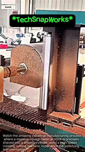 How Industrial Lathe Machines Shape Square Blocks into Cylinders #worker #process #machining