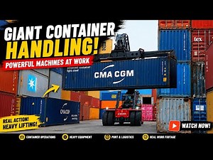 Giant Container Handling Operations | Heavy Equipment Working at Container Yard || Rivar port