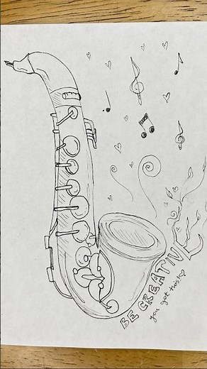 How to draw Saxophone 🎷 #music #saxophone #jazz #becreative #howtodraw #howtodrawasaxophone