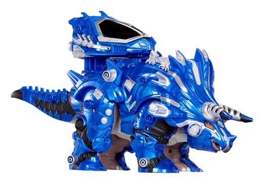 Armorsaurs Armor-Up Triceratops Dinosaur Cobalt Toy Figure with 7 Removable Armor Pieces, Tail-Triggered Chomp, Pilot Pod Compatible, Kids, Boys, Girls, Ages 6