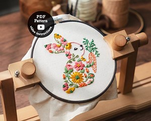Bunny Embroidery Pattern | 6” & 7” | Easy Beginner Hand Embroidery DIY Hoop Art | How to Embroider Rabbit ( Pdf Pattern   Video ) - Etsy Australia
