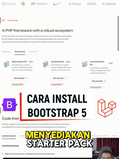 Cara Install Bootstrap di Laravel #skysen #coding #pemograman