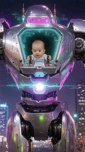 Baby Pilots GIANT ROBOT In Future City! 🤖🌃 EPIC!