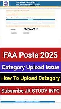 JKSSB Category Issue : How to upload category jkssb | Jkssb faa posts 2025 #jkssb #jkssbfaa