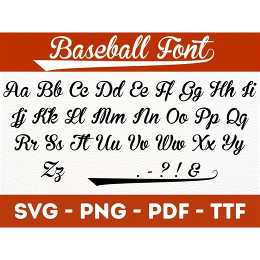 Baseball Script Font | Sports Team Cursive Svg, Png, Ttf, Pdf - Etsy