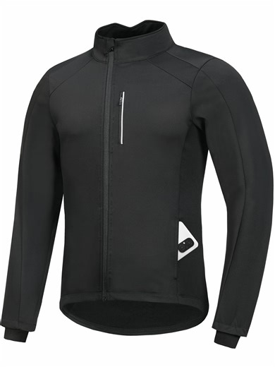 Men's Winter Cycling Jacket Thermal Fleece Lined Bicycle Biking Jacket Cold Weather Windproof Softshell Windbreaker