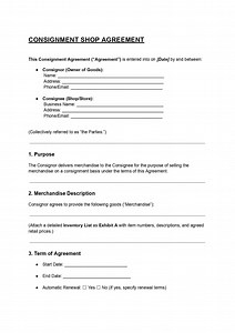 Consignment Shop Agreement Template | Editable DOC & PDF - Etsy Canada
