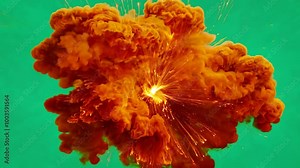 Massive 4K Explosion Animation with Energy, Fireball, Flames, and Realistic FX on Chroma Key Background Stock Video