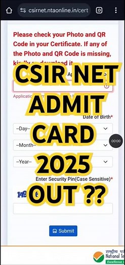 CSIR NET Admit Card 2025 kaise download kare #csirnetadmitcard2025