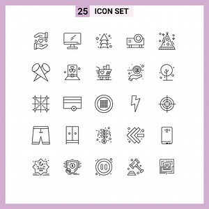 Download Universal Icon Symbols Group of 25 Modern Lines of video projector projector pc powerpoint presentation direction Editable Vector Design Elements for free