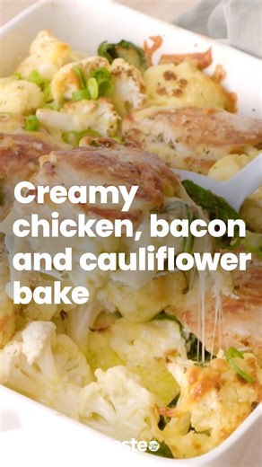 Combine chicken, bacon and cauliflower for a delicious and creamy bake that’s also gluten free! | Taste.com.au