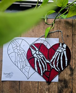 Skeleton Pinky Promise Stained Glass Heart Pattern - Etsy