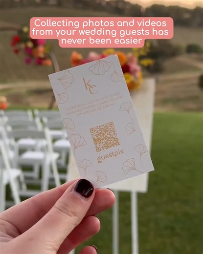 The perfect last-minute wedding add-on! Set up your QR code in minutes, add to your signage and let your guests start uploading photos and videos instantly. 📸 Full quality photos & videos instantly 🔗 Easy QR code & link - scan or click 💌 Video & written guestbook 🎞️ Fun slideshow to relive the magic Create your gallery today and get FREE access to 180 fully customizable QR code templates! | Guestpix