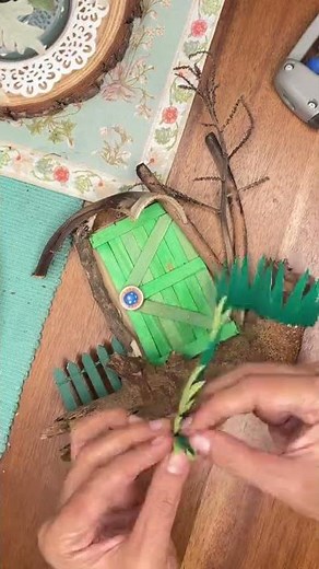 Making a Fairy House Door with found things, popsicle sticks and paper; quick DIY tutorial