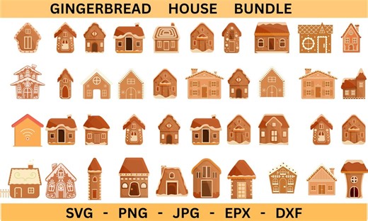 Gingerbread House SVG Clipart, Christmas Silhouette, Winter Holiday Paper Home, Cut Files, Instant Download - Etsy
