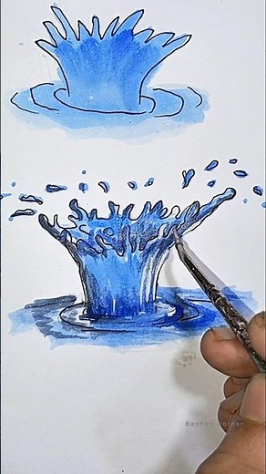 Realistic Water Splash Drawing 🌊| Satisfying Watercolor Art #easydrawing #drawing #art #shorts