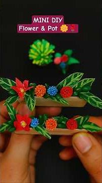 🌿 DIY Miniature Dollhouse Flower Pots & Paper Flowers | Easy Craft with Sticks 🌸 #diycrafts