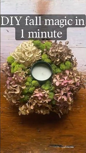 DIY Fall Centerpiece | Dried Hydrangea & Preserved Moss in 1 Minute 🍁✨#diyflowers #diydecor