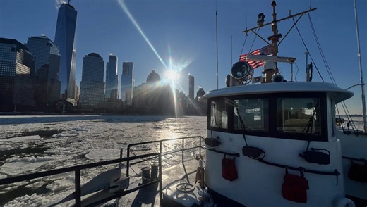 See it: Coast Guard cutter frees NYPD vessel from icebound Hudson River