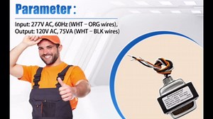 75 Watt - Hardwired LED Step Down Transformer 277 Volt to 120 Volt Fits for Halogen Lamps Hatch Replace LS12075EN-277