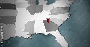 Modern United States motion graphics map - Atlanta Pin Location Animation Stock Video