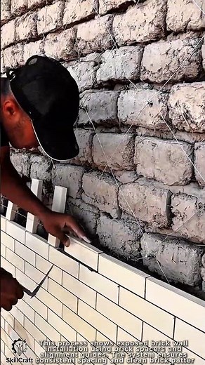 Brick Wall Exposed Installation Work Tool Using Brick Spacer Alignment Tool #worktool