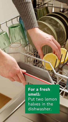 How to clean a dishwasher quickly in 3 easy steps: 🧽 Remove your dishwasher filter and wash it with mild soap and water. 🧽 Get rid of unpleasant smells with lemons: Put two lemon halves in the dishwasher and start a a cleaning programme. 🧽 Keep your dishwasher efficient and add descaler regularly. Check out our Bosch descaler: suitable for your dishwasher AND washing machine! #boschcleaninghacks2 #cleaninghacks #dishwashercleaning #cleaningtips #homeappliances #dishwasher #cleaning #clean #cl