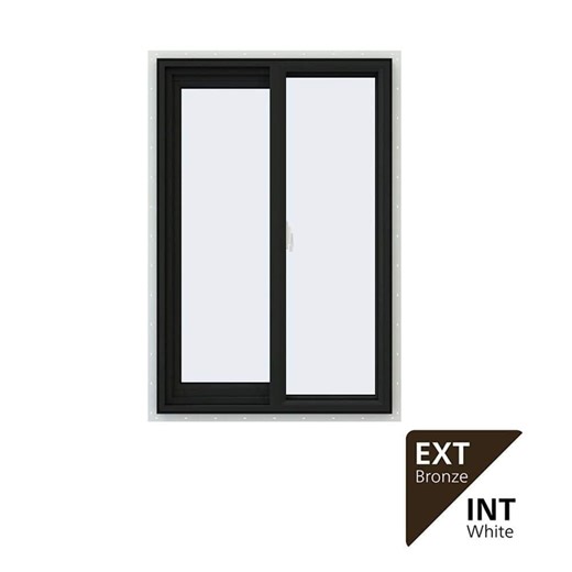 Check The Home Depot's Q&A Before Buying: JELD-WEN 24 in. x 36 in. V-2500 Series Bronze Exterior/White Interior FiniShield Vinyl Left-Handed Sliding Window w/Mesh Screen