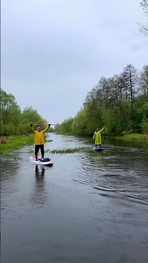 Rainy day paddleboarding challenge on the river #watersports #challenge