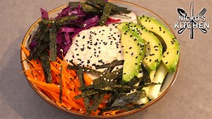 California Roll Sushi Bowls | Low Carb, Keto - California Roll in a Bowl Here is what you'll need: Ingredients: serves 2 16 ounces/450g riced cauliflower about 4 cups 2 tablespoons water (to steam cauliflower) 3 tablespoons mayonnaise 1/4 teaspoon wasabi 1/2 teaspoon sesame oil 8 ounces /220g crabmeat 2 tablespoons mayonnaise 1 teaspoon Sriracha sauce 1 avocado sliced 1 sheet nori seaweed, cut into thin strips 1/2 medium cucumber cut into matchsticks 1/3 cup shredded red cabbage for garnish 1/2 