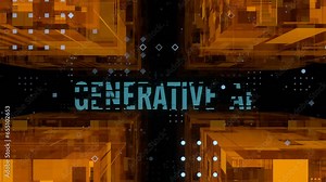 Generative AI. Abstract Artificial Intelligence technology background. 3D rendering footage.